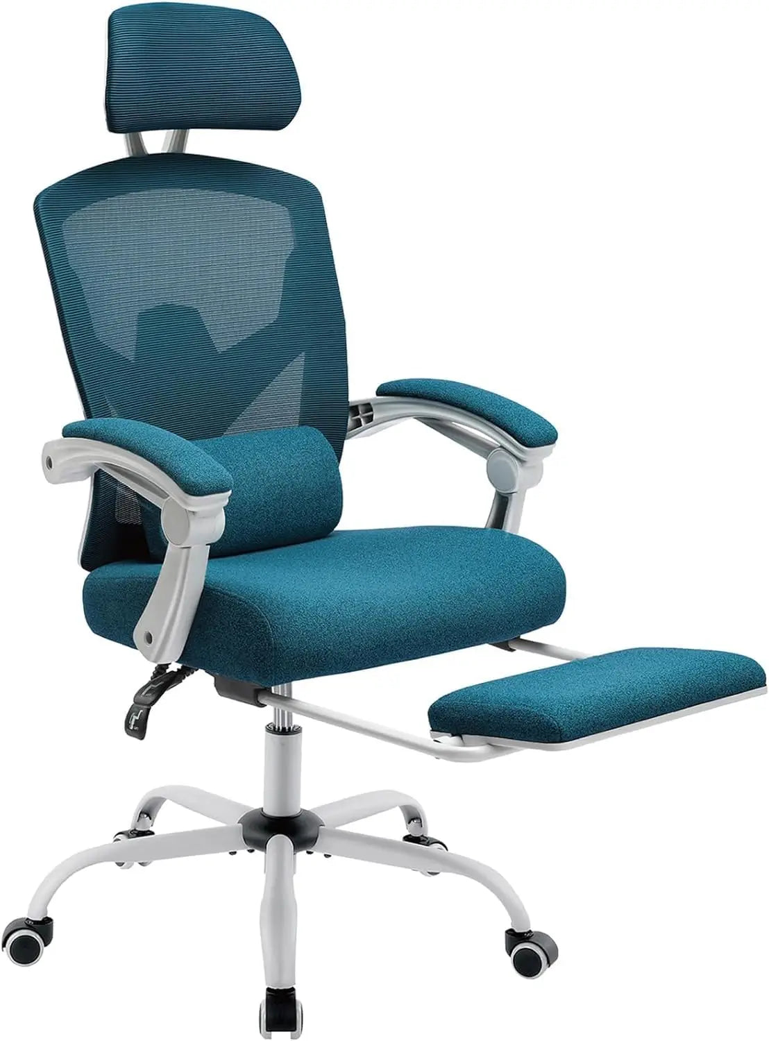 Home Office Desk Chair with Footrest, High-Back Mesh Rolling Swivel Reclining Chairs with Wheels, Comfortable Headrest