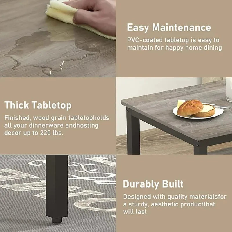 2025 Grey Dining Table Set for 4, Kitchen Room Table Set with 2 Benches, 3-Piece Dining Chairs Set for Breakfast Nook,