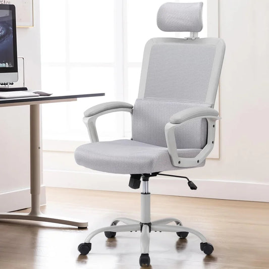 Office Desk Computer Chair, Ergonomic High Back Comfy Swivel Gaming Home Mesh Chairs with Wheels, Lumbar Support, Adjustable Hea