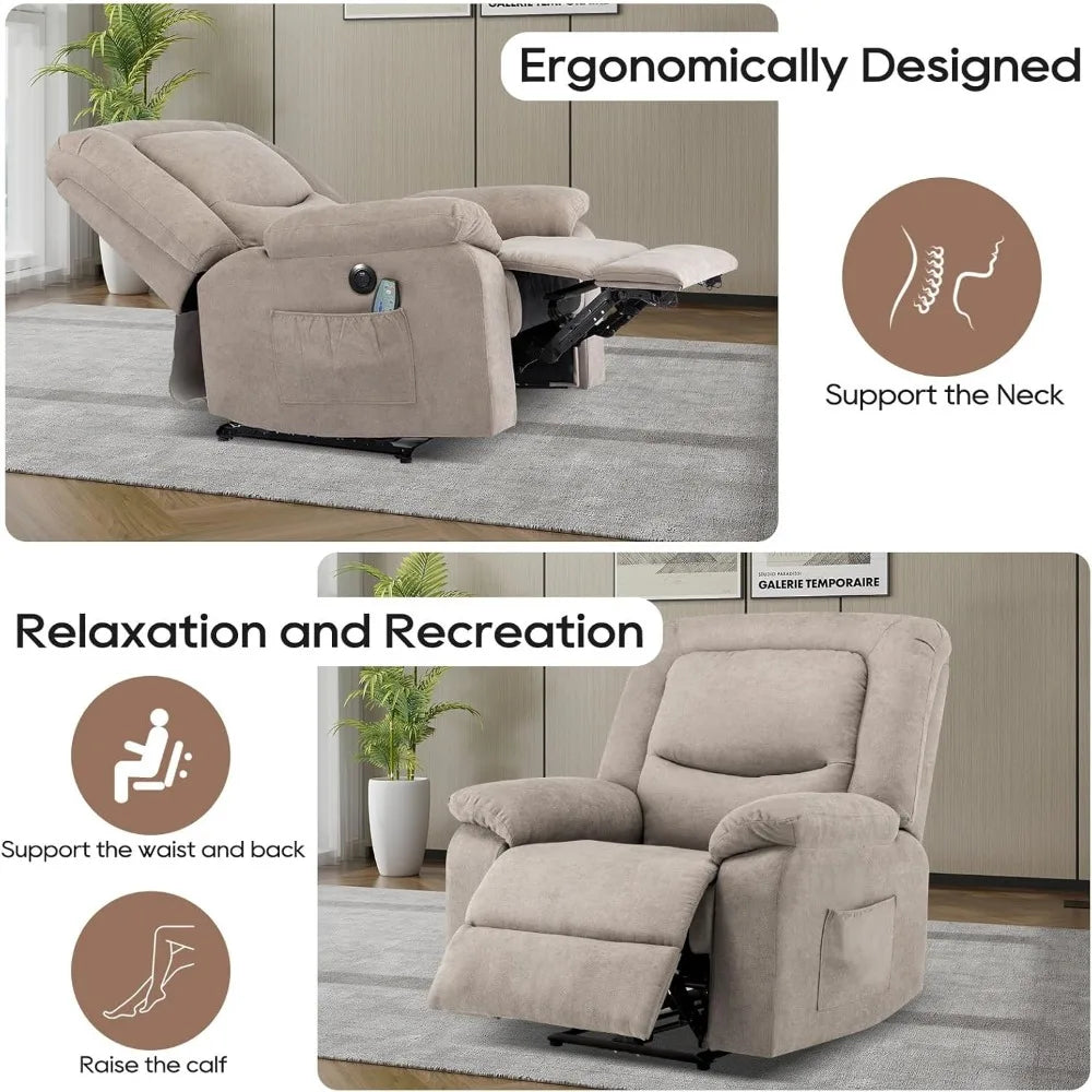 Power Recliner Chair with Massage and Heat, Electric Power Recliners Chairs for Adults, Recliner Chair