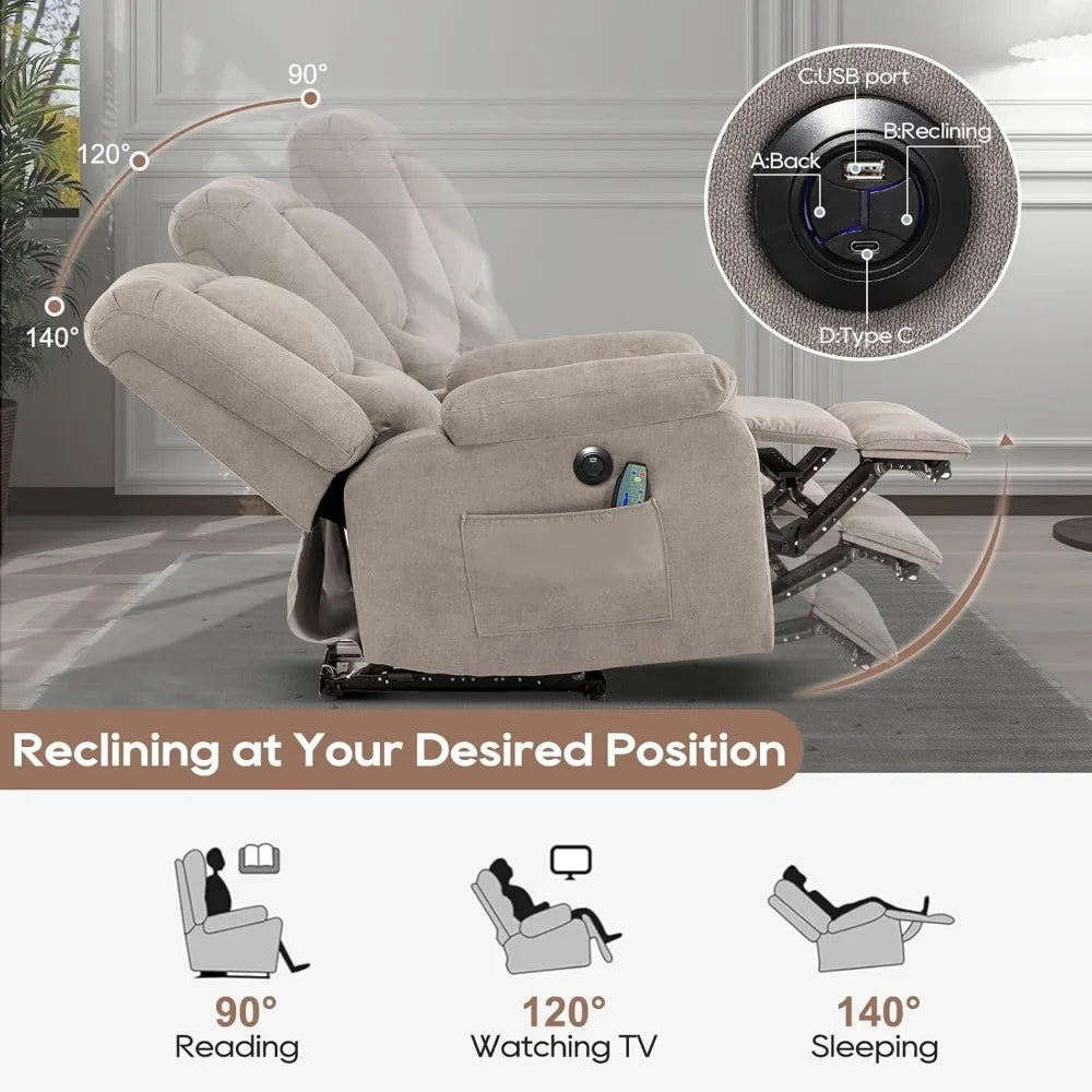 Power Recliner Chair with Massage and Heat, Electric Power Recliners Chairs for Adults, Recliner Chair
