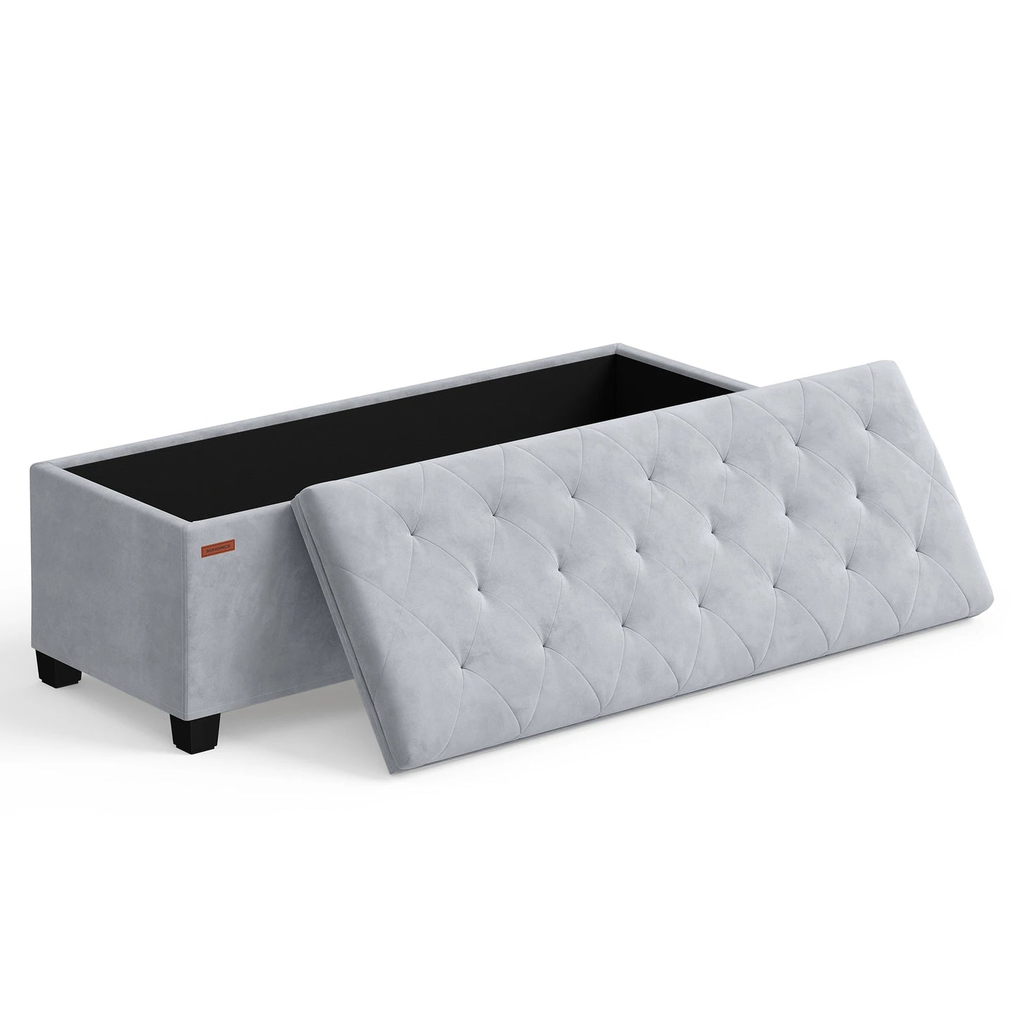 SONGMICS Velvet Storage Ottoman Bench, Foot Rest with Legs, 15.7 x 43 x 15.7 Inches, End of Bed Bench, Storage Chest