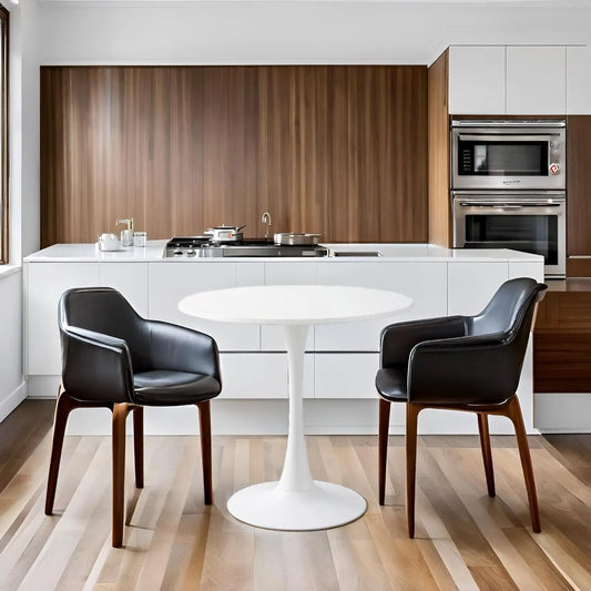new Round Dining Table, Tulip Modern Dining Table, Casual Coffee Table with Metal Base, Seats 2-4, 24 Inch Kitchen Dining Table