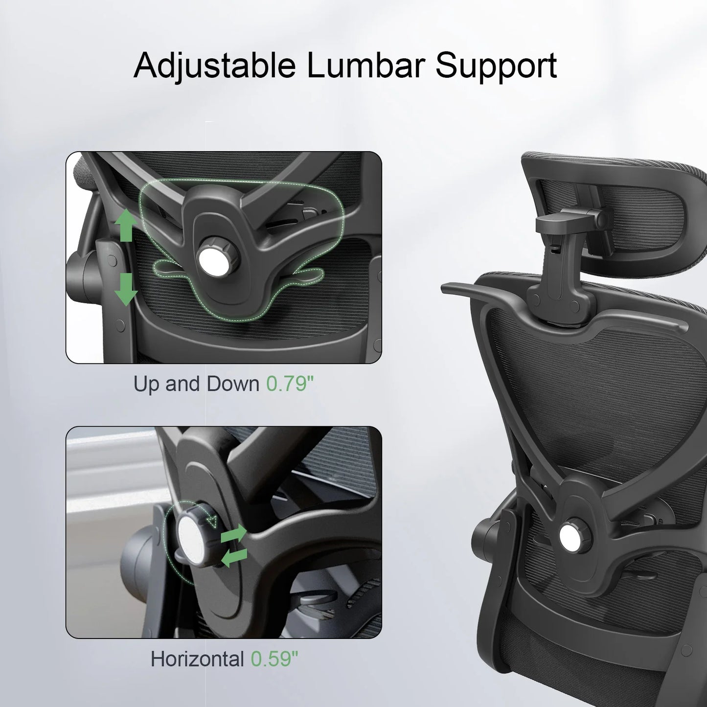 Ergonomic Mesh Office Chair, Gaming Racing Computer Adjustable with 3D Headrest Flip-Up Arms High Back Coat Hanger Tilt Function