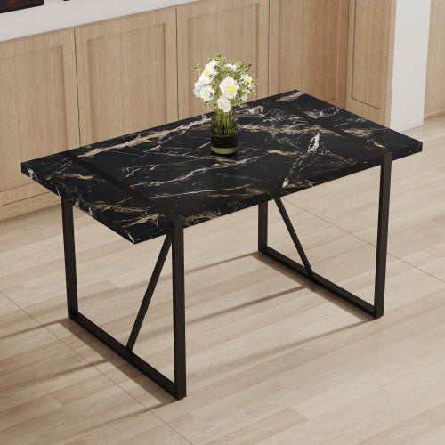 Rustic Industrial Rectangular Wood Dining Table For 4-6 Person, With 1.5" Thick Engineered Wood color Tabletop and Black Metal Legs,Desk For Kitchen Dining Living Room, 55.1" x 31.4"x 29.9"1529W115172