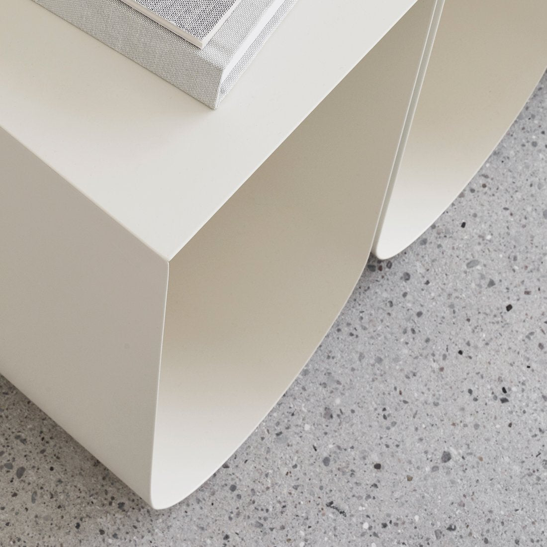 Curved Side Table by Kristina Dam Studio – Sculptural Minimalist Design with Practical Storage
