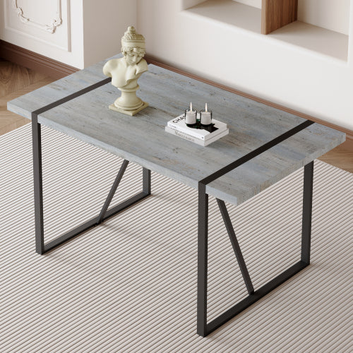 Rustic Industrial Rectangular Wood Dining Table For 4-6 Person, With 1.5" Thick Engineered Wood color Tabletop and Black Metal Legs,Desk For Kitchen Dining Living Room, 55.1" x 31.4"x 29.9"1529W115172